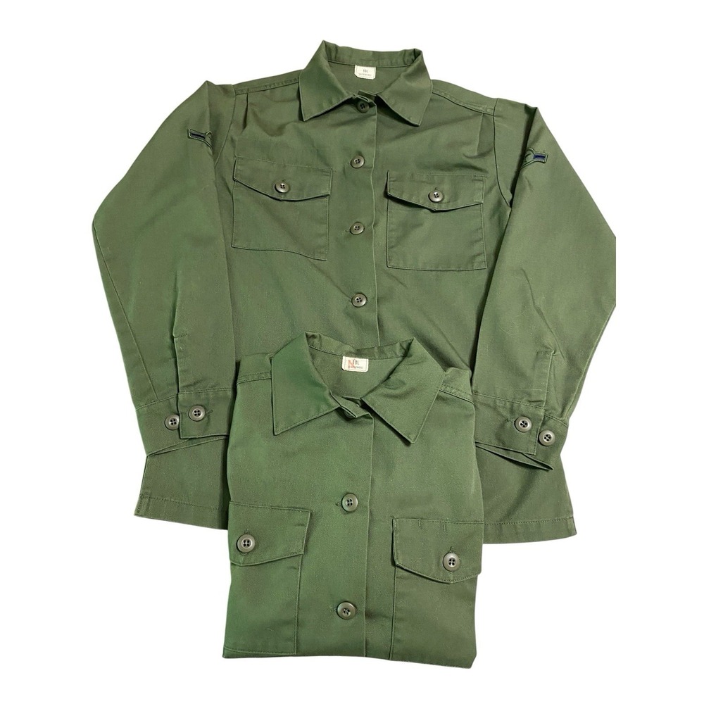 Lot of 2 Vintage USAF OG-507 Utility Shirts Womens 10L Airman Rank Olive Green